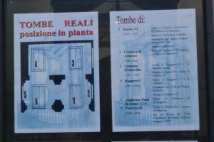 Szicília Palermo, királyi és császári sírok élhelyezését szemléltető tabló.