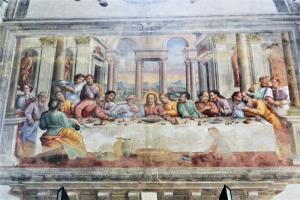 Svájc. Ticino Canton. Carona.San Giorgio templom fresko.